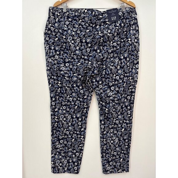 Gap Curvy Signature Skinny Ankle Floral Paisley Stretch Pant Navy Blue 18 NEW - Picture 4 of 7